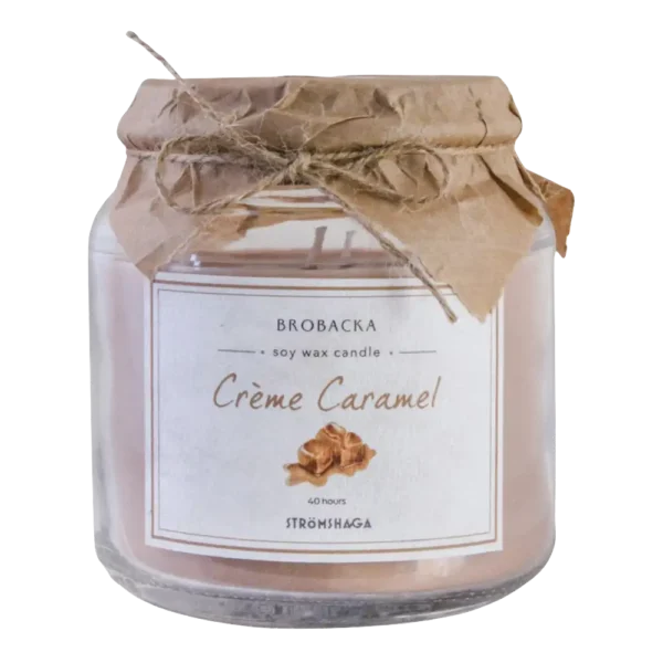 Doftljus Brobacka Crème Caramel i beige glasbehållare Ø 10 x H 10 cm